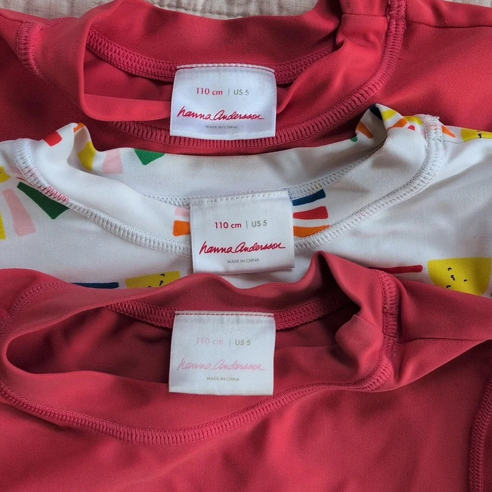 Hanna Andersson Red and White Kids Rashguard Tops - Sun Print